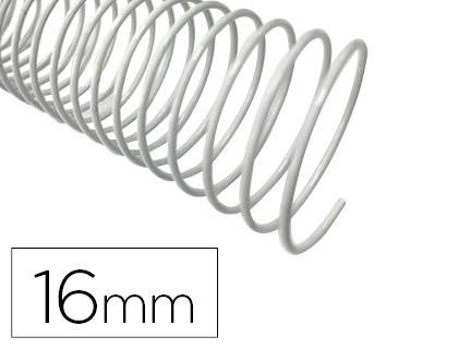 CJ100 espirales Q-Connect metálicos blancos 16mm. paso 5:1